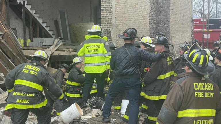 Chicago firefighters responded to a collapsed building in the 700 block of East Oakwood Boulevard Thursday morning.(Chicago Fire Media)