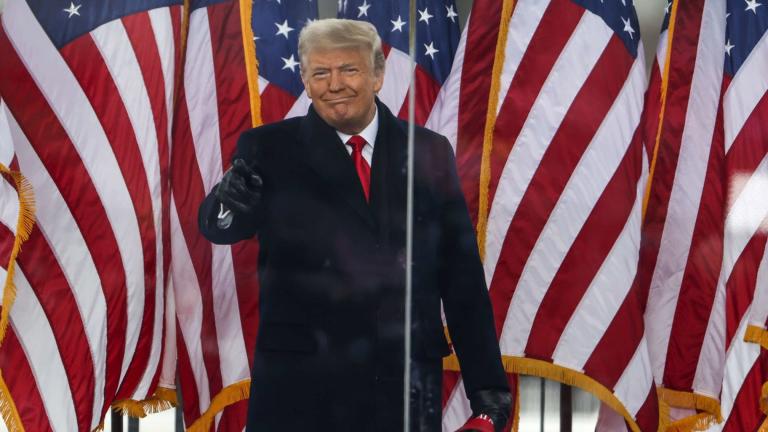 Former President Donald Trump has appealed an Illinois judge’s decision that disqualified him from the state’s upcoming Republican primary ballot. He is shown here in Washington DC on January 6th, 2021. (Getty Images via CNN Newsource)