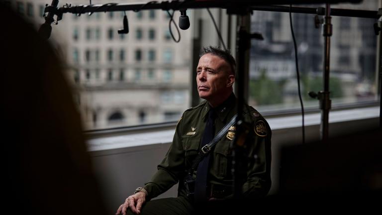 U.S. Border Patrol Chief Greg Bovino is interviewed at CNN’s bureau in Chicago on Oct. 7, 2025. (Mustafah Hussain for CNN via CNN Newsource)