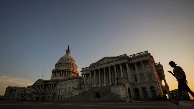 Sunlight falls on the U.S. Capitol in Washington, DC, on July 13, 2026. (Al Drago / Reuters via CNN Newsource)