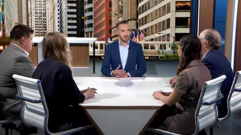 Nick Blumberg and guests on the Aug. 22, 2025, episode of "Week in Review." (WTTW News)