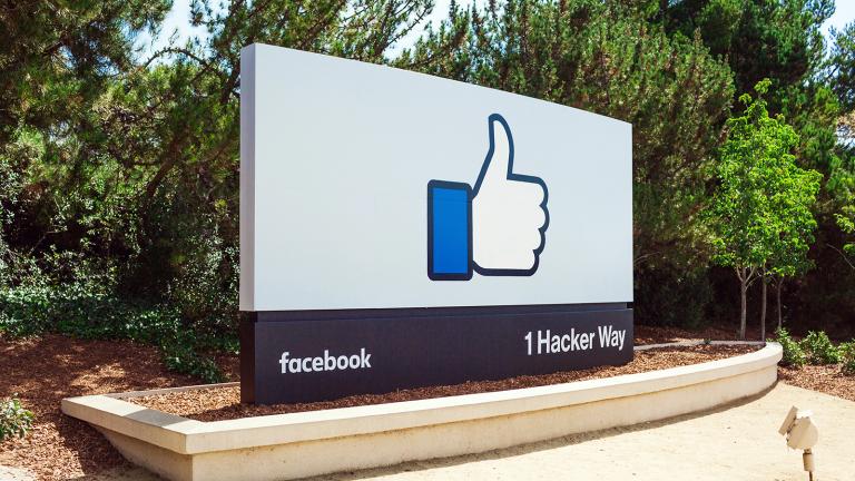 The sign outside the main entrance to Facebook HQ in Menlo Park, California. (Photo courtesy Facebook)