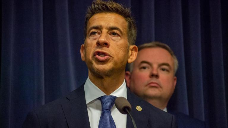 Secretary of State Alexi Giannoulias, pictured at a Capitol news conference, backed a measure to allow holders of a Temporary Visitor Driver’s License to be eligible for a standard license regardless of their immigration status. (Jerry Nowicki / Capitol News Illinois)