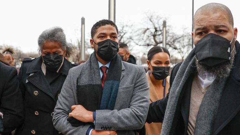 Jussie Smollett, pictured here, on December 6 in Chicago will resume testifying in his defense Tuesday after taking the stand to rebut allegations that he staged a fake hate crime in 2019 and lied to Chicago police about it. (Kamil Krzaczynski/AFP/Getty Images)