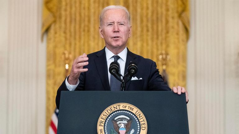 President Joe Biden speaks about Ukraine in the East Room of the White House, Tuesday, Feb. 15, in Washington. (Alex Brandon / AP)