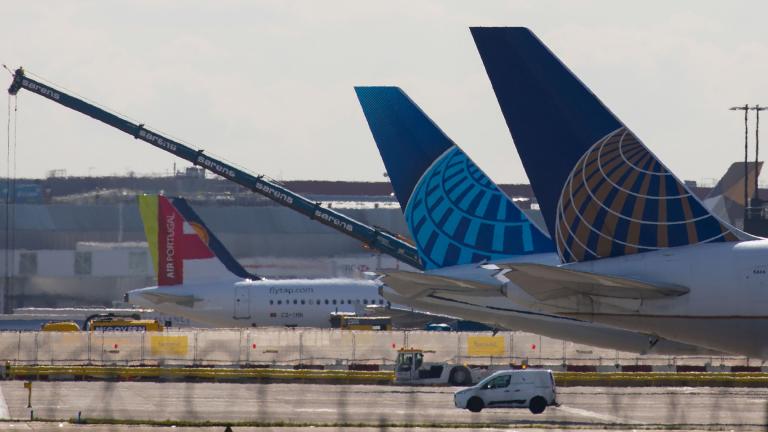 United Airlines passengers from Heathrow to five US destinations will have to show a negative test result. (Jason Alden/Bloomberg / Getty Images)