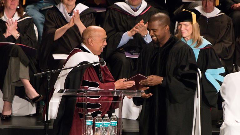Kanye West was awarded an honorary doctorate by the School of the Art Institute of Chicago in May 2015 for his contribution to art and culture. The school revoked his degree on Thursday, Dec. 8. (Daniel Boczarski / WireImage / Getty Images)
