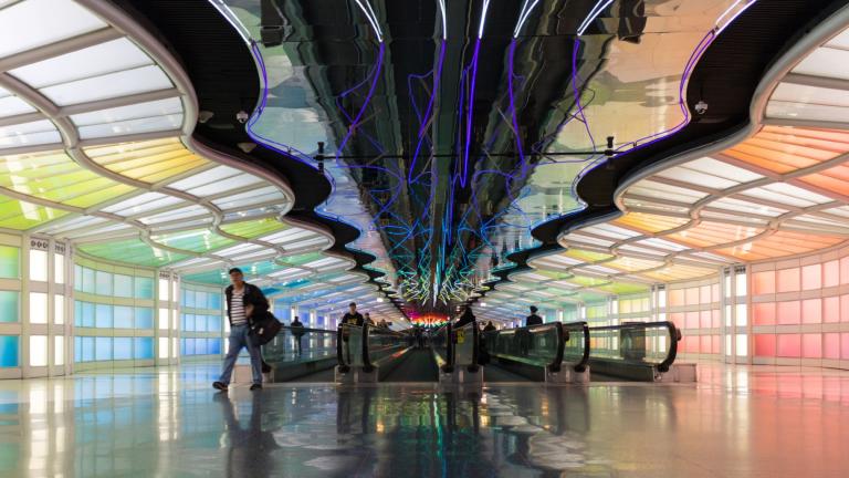 A file photo of people walking at Chicago O’Hare International Airport. (Gabriel Ramos / iStock)