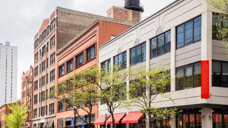 Mixed-use apartment buildings in Chicago are pictured in a file photo. (AlbertPego / iStock)