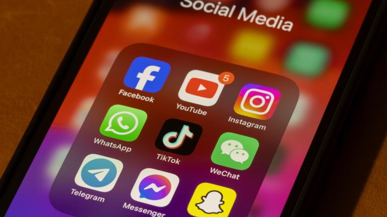 Social media apps are pictured on a cellphone. (hapabapa / iStock)