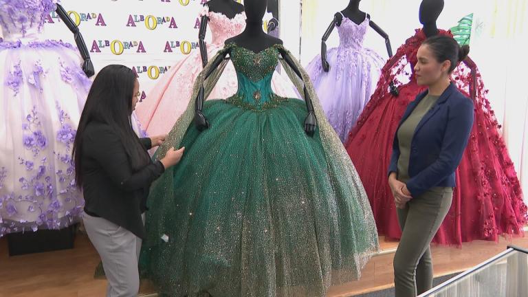 Evelyn Flores and Laura Alvarado in their Little Village shop Alborada. (WTTW News)