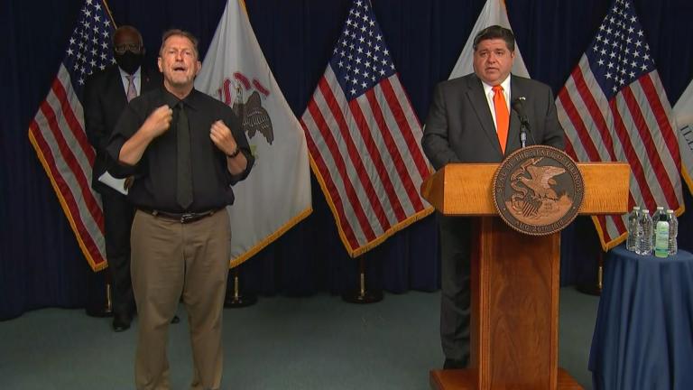 Gov. J.B. Pritzker gives an update Wednesday, Aug. 19, 2020 on the coronavirus.  