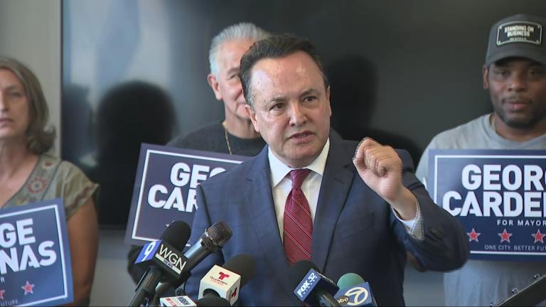 Former Ald. George Cardenas kicked off his mayoral campaign in a June 16, 2026 speech. (WTTW News)