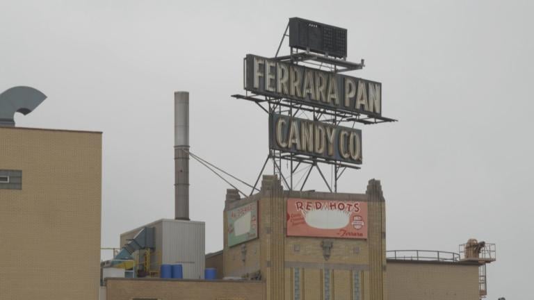 A file photo of Ferrara Candy’s Forest Park facility in March 2023. (WTTW)