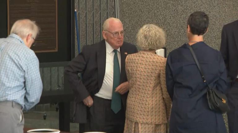 Former Chicago Ald. Ed Burke enters the Dirksen Federal Building ahead of his sentencing hearing on June 24, 2024. (WTTW News)