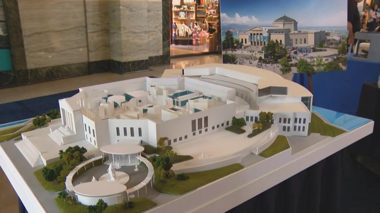 Models and renderings showing plans for the renovated Shedd Aquarium. (WTTW News)