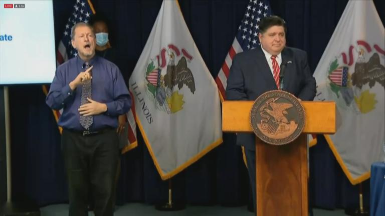 Gov. J.B. Pritzker gives his daily COVID-19 press briefing on Thursday, Nov. 19, 2020. (WTTW News) Gov. J.B. Pritzker gives his daily COVID-19 press briefing on Thursday, Nov. 19, 2020. (WTTW News)