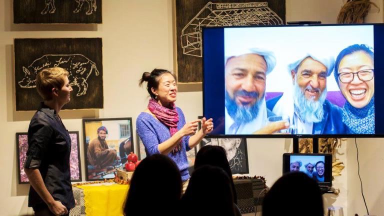 Emily Miller, left, and Kimberly Jung discuss their company Rumi Spice in 2015. (Courtesy of Rumi Spice)