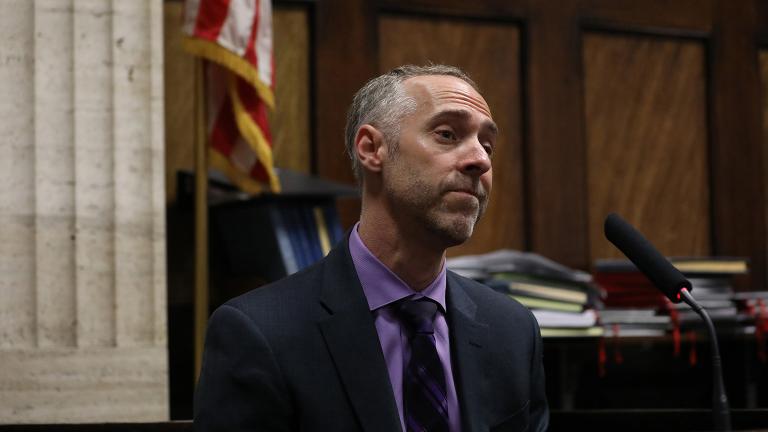 Witness Bryan Edelman, a trial consultant hired by the defense to conduct change-of-venue polls, answers questions at a hearing in the Jason Van Dyke case at Leighton Criminal Court in Chicago on April 18, 2018. (Nancy Stone / Chicago Tribune / Pool) Witness Bryan Edelman, a trial consultant hired by the defense to conduct change-of-venue polls, answers questions at a hearing in the Jason Van Dyke case at Leighton Criminal Court in Chicago on April 18, 2018. (Nancy Stone / Chicago Tribune / Pool)