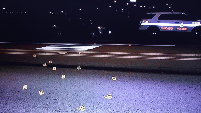 Photo of an image taken on Oct. 20, 2014 at the scene where Laquan McDonald was fatally shot. This image was shown on a screen to jurors during Jason Van Dyke’s trial for the shooting death of McDonald. (Chicago Police Department)