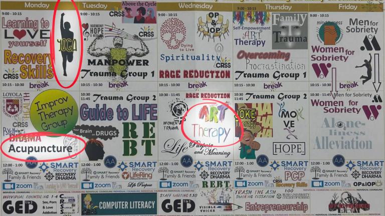 Programs offered by Above and Beyond Family Recovery Center. (Credit: Medill)