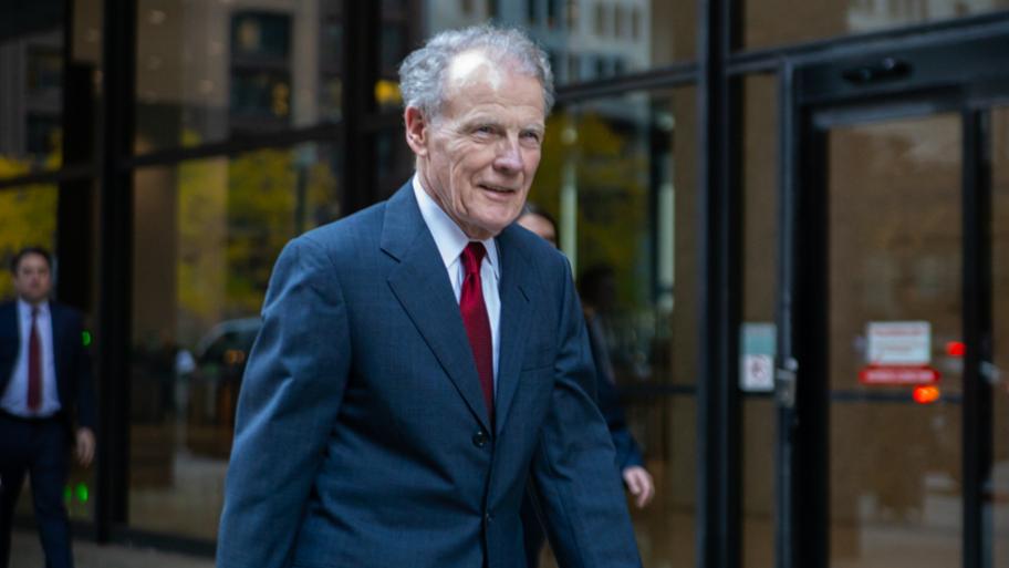 Former Illinois House Speaker Michael Madigan leaves the Dirksen Federal Courthouse after the first day of his corruption trial on Oct. 22, 2024. (Andrew Adams / Capitol News Illinois)