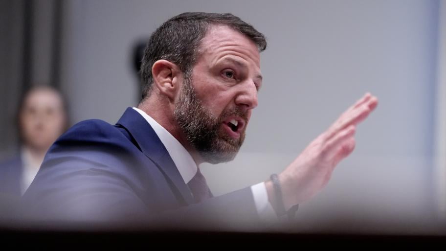Sen. Markwayne Mullin, R-Okla., President Donald Trump's pick for Homeland Security secretary, testifies during Senate Committee on Homeland Security and Governmental Affairs hearing, Wednesday, March 18, 2026 on Capitol Hill in Washington. (AP Photo / Manuel Balce Ceneta)