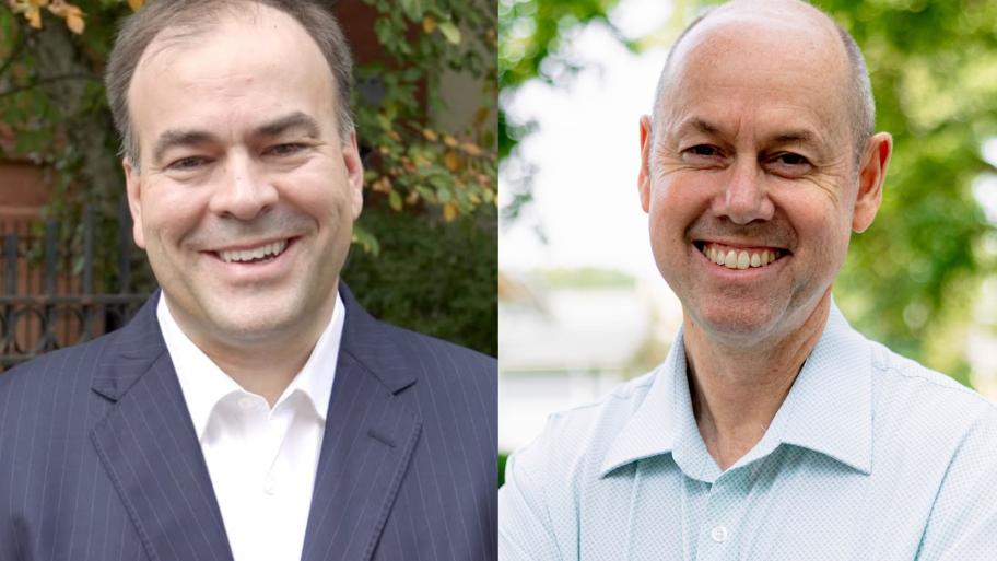 Cook County Assessor Fritz Kaegi, left, and Lyons Township Assessor Pat Hynes. (Campaign photos)