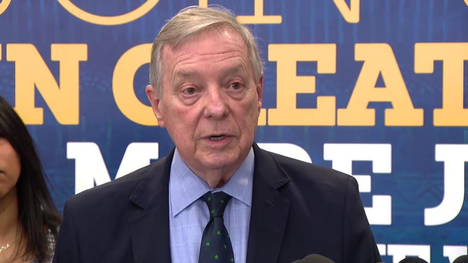 “This has been the cause of my heart and my life for years,” U.S. Sen. Dick Durbin of Illinois said about the Dream Act, during a news conference at Dominican University’s Chicago campus on Dec. 5, 2025. (WTTW News)