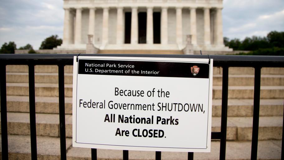 FILE - A sign reading “Because of the Federal Government SHUTDOWN All National Parks are Closed” is posted on a barricade in front of the Lincoln Memorial in Washington, Oct. 1, 2013. (Carolyn Kaster / AP Photo, File)
