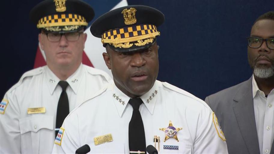 Chicago Police Supt. Larry Snelling addresses the news media on Tuesday, Jan. 28. 2025. (WTTW News)