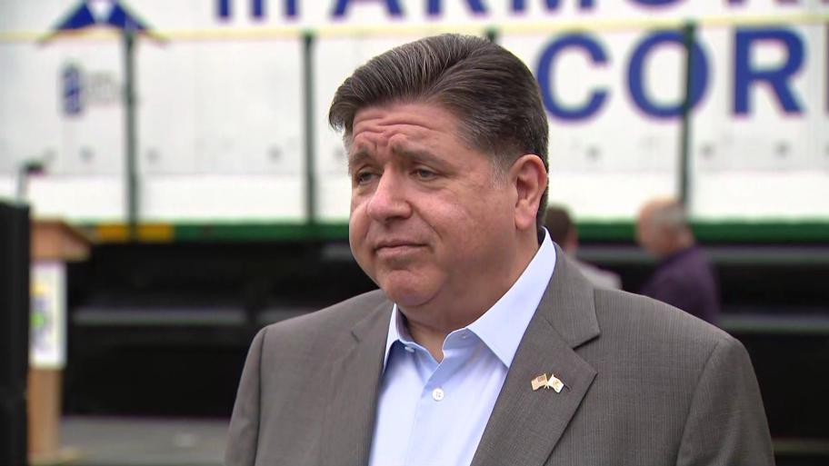 Illinois Gov. JB Pritzker speaks to reporters on Oct. 15, 2025. (WTTW News)