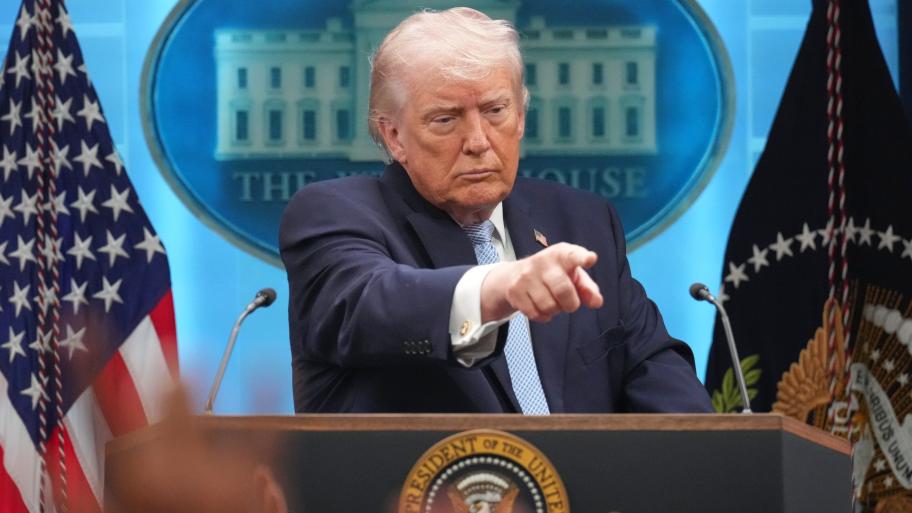 President Donald Trump speaks with reporters during a news conference in the James Brady Press Briefing Room at the White House, Monday, April 6, 2026, in Washington. (AP Photo / Mark Schiefelbein)