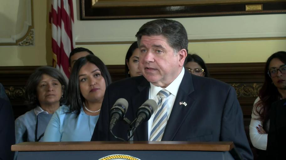 Gov. JB Pritzker addresses the news media on Oct. 30, 2025. (WTTW News)