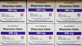 Boxes of the drug mifepristone sit on a shelf at the West Alabama Women's Center in Tuscaloosa, Ala., March 16, 2022. (AP Photo / Allen G. Breed, File)