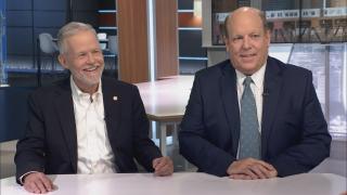 Ald. James Cappleman (46th Ward) and Ald. Harry Osterman (48th Ward) appear on “Chicago Tonight” on April 20, 2023. (WTTW News)