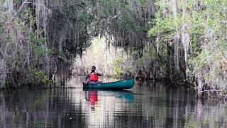 Baratunde Thurston canoeing down the Suwannee River in Georgia. (Part2 Pictures for Twin Cities PBS)