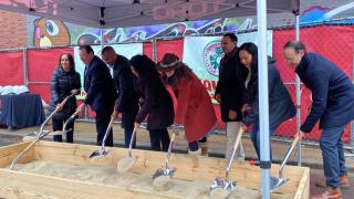 Breaking ground at the site of Xquina Incubator & Café on Dec. 5, 2023. (Provided)