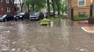 Flooding is captured in Chicago on July 2, 2023, in Chicago. (Paris Schutz / WTTW News)