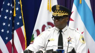 Chicago police Superintendent David Brown talks about city crime rates on Monday, Aug. 23, 2021. (WTTW News)