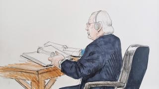 The trial of former Chicago Ald. Ed Burke, pictured in a courtroom sketch, began on Nov. 6, 2023. (WTTW News) 