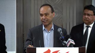 Former U.S. Rep. Luis Gutierrez speaks about the launch of Our Nation’s Future at the Union League Club of Chicago, Friday June 17, 2022. (WTTW News)