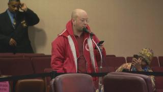 Sean Estelle speaks during the Feb. 1, 2023, Chicago City Council meeting. (WTTW News)