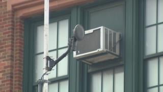 A ShotSpotter microphone is pictured on Feb. 7, 2024. (WTTW News)