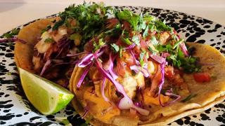 Tacos from Penelope’s Vegan Taqueria. (Erica Gunderson / WTTW News)