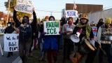 Protesters gather outside an ICE processing facility in the Chicago suburb of Broadview, Ill., Friday, Oct. 31, 2025. (AP Photo / Nam Y. Huh)