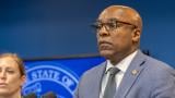 Illinois Attorney General Kwame Raoul discusses a lawsuit against the federal government at a news conference in January 2025. (Andrew Adams / Capitol News Illinois)