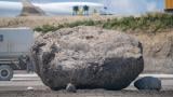 This 50-ton boulder excavated at O'Hare Airport is a piece of Chicago's ancient history. (Courtesy Chicago Department of Aviation)