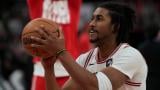 Chicago Bulls guard Jaden Ivey warms up before an NBA basketball game against the Toronto Raptors, Thursday, Feb. 19, 2026, in Chicago. (AP Photo / Erin Hooley, File)
