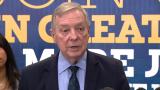 “This has been the cause of my heart and my life for years,” U.S. Sen. Dick Durbin of Illinois said about the Dream Act, during a news conference at Dominican University’s Chicago campus on Dec. 5, 2025. (WTTW News)